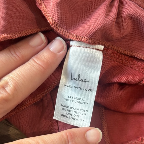 Lulus Dusty Rose Drawstring Lounge Shorts with Ruffle Hem - Picture 4 of 5